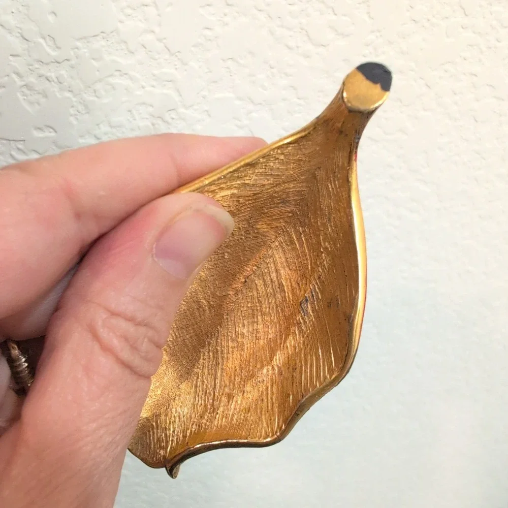 Vintage Monet Gold Plated TANCRAFT Leaf Shaped Trinket Dish‎ Jewelry Tray Dining